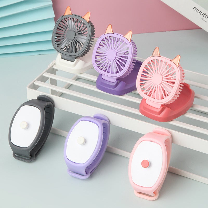 Children'S Day Gift Leafless Watch Fan Mini Usb Charging Student Cartoon Outdoor Wrist Small Fan - Image 4