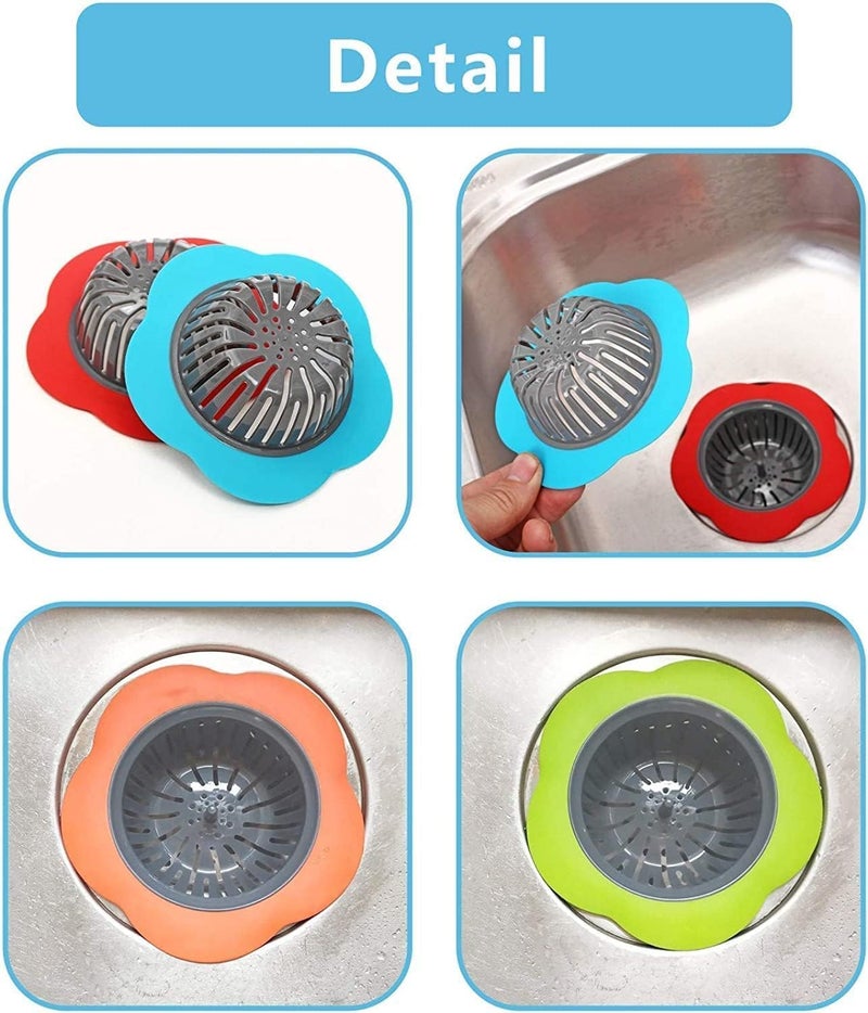 DFsucces Plastic Sink Strainer, 4 Pack Flexible Kitchen Sink Drainers, Easy Clean Sink Drain Filter Basket, Kitchen Sink Basket Strainer, Traps Food Debris and Prevents Clogs(Multicolored) - Image 3