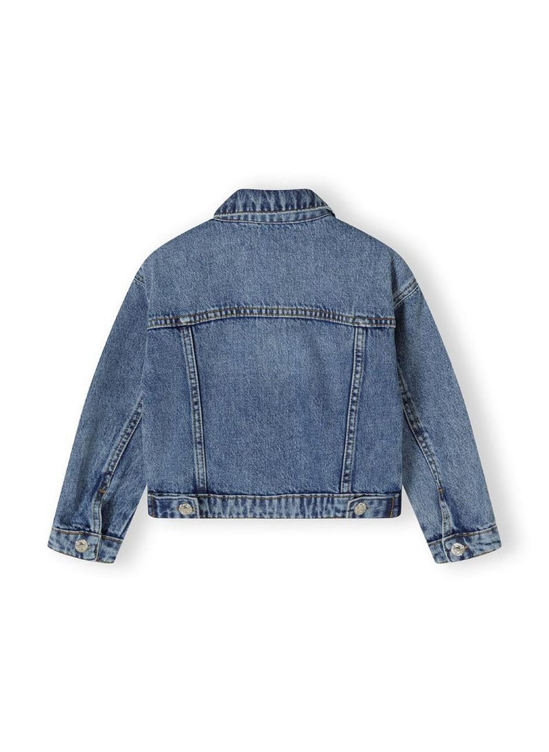 MINOTI Kids Girls Denim Jacket with Button Fastening  - Image 3