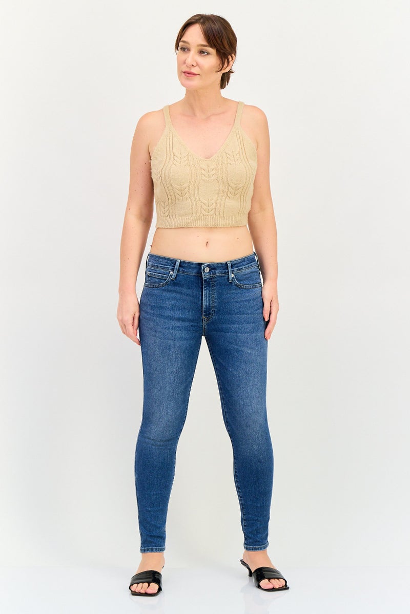 Levi's جينز ضيق للنساء، مغسول وقابل للتمدد، أزرق - Image 4