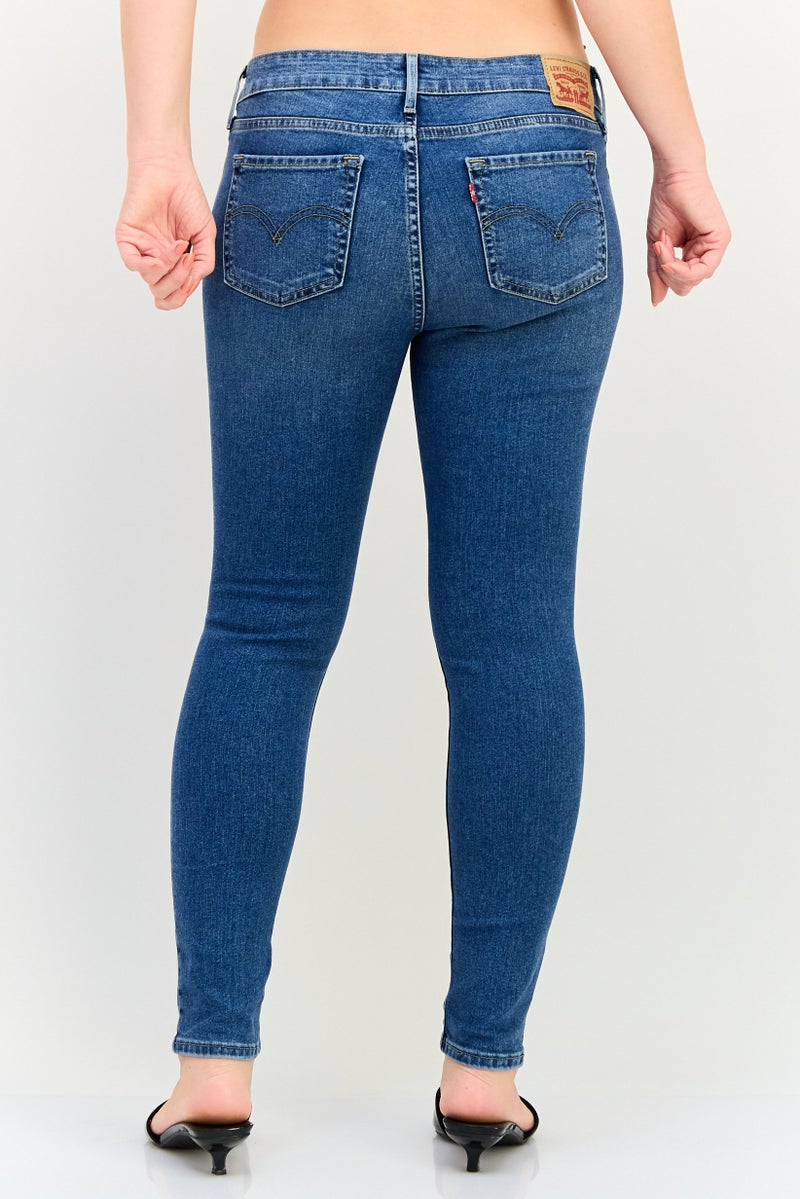 Levi's جينز ضيق للنساء، مغسول وقابل للتمدد، أزرق - Image 3