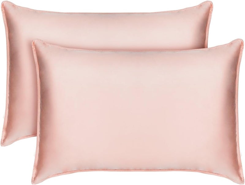 Tafts أكياس وسائد من الخيزران، مصنوع�� من فيسكوز الخيزران العضوي النقي 100٪، كيس وسادة ناعم بشكل فاخر، حريري، مبرد، مخيط مزدوج، إغلاق مغلف (وردي شاحب، مقاس كينغ 20"x40" 2 قطعة) - Image 1