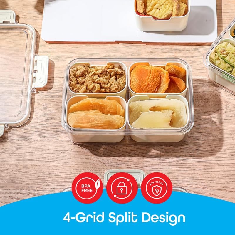 ZIVIK Refrigerator Storage Box Freshkeeping Fruit Box Dry Fruit Keeper With 4 Removable Boxes With Display For SnacksVegetables Platter Sealed Tank4 Compartment Box - Image 3