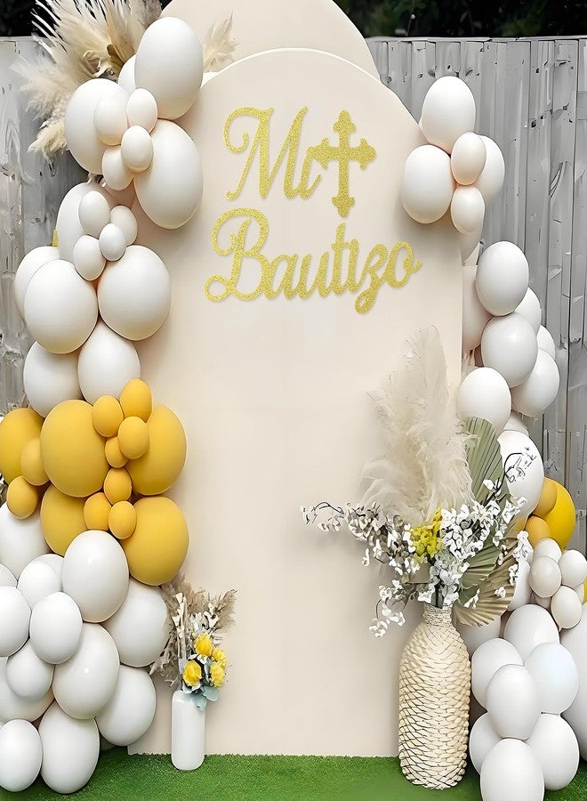 MASTRON God Bless Cross Sign for Backdrop - Felt Cross God Bless Baptism Party Backdrop for Boys Girls Baby Shower First Communion Confirmation Bautizo Decorations (Mi Bautizo-Glitter Gold) - Image 4