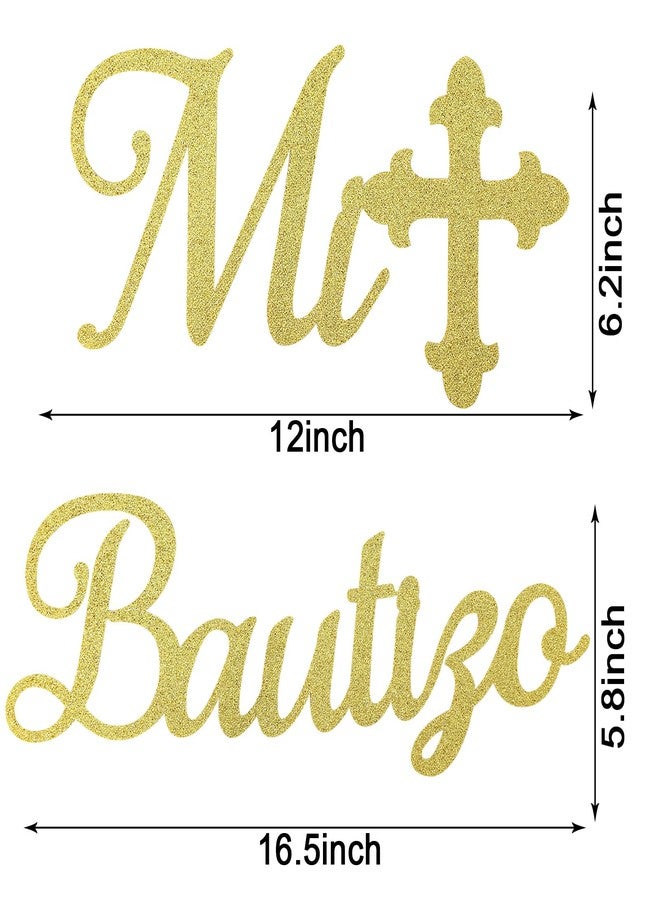 MASTRON God Bless Cross Sign for Backdrop - Felt Cross God Bless Baptism Party Backdrop for Boys Girls Baby Shower First Communion Confirmation Bautizo Decorations (Mi Bautizo-Glitter Gold) - Image 3