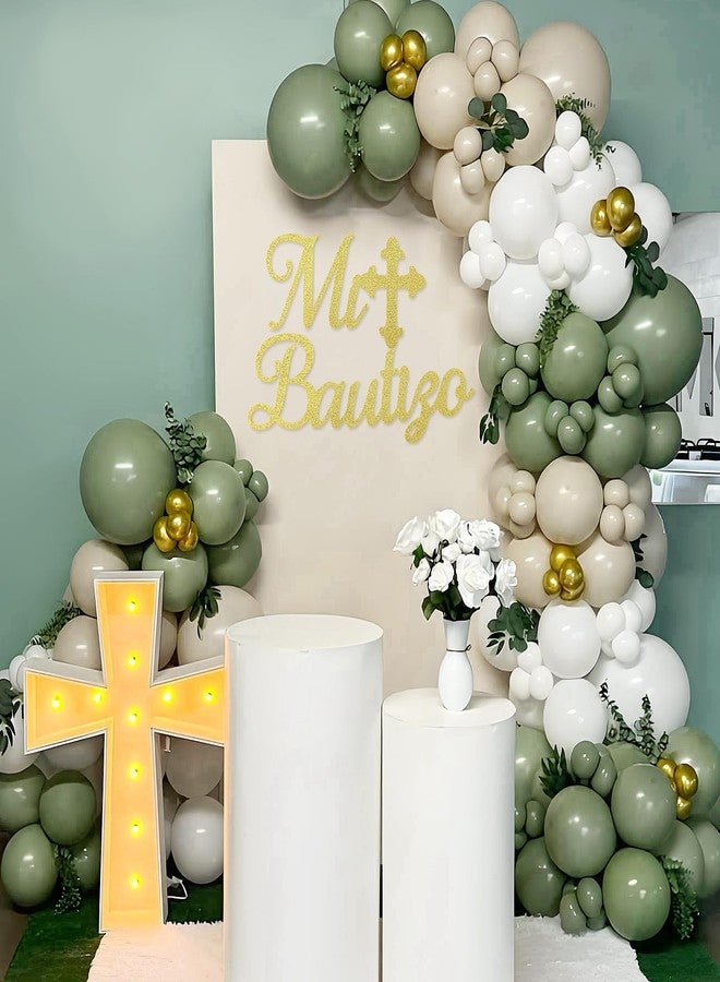 MASTRON God Bless Cross Sign for Backdrop - Felt Cross God Bless Baptism Party Backdrop for Boys Girls Baby Shower First Communion Confirmation Bautizo Decorations (Mi Bautizo-Glitter Gold) - Image 2