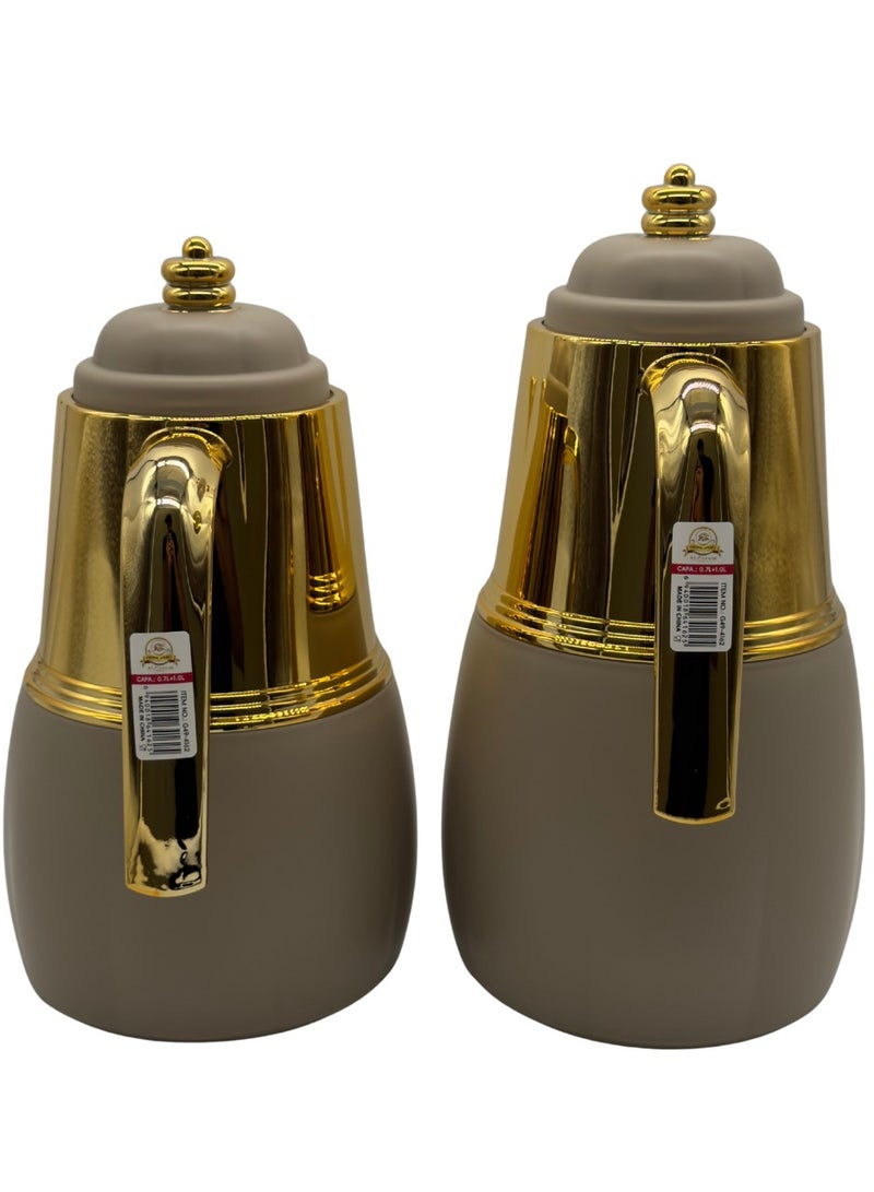 AL-GANNAS 2 Peice Thermos Set for Tea & Coffee | 1L & 0.7L | High-Quality with 2-Year Heat Retention Warranty | Elegant New Design - Image 2