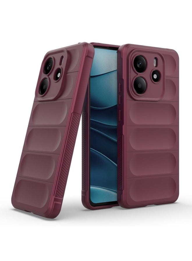 Premium Protection Back Silicone Case Compatible with Xiaomi Redmi note 14 4G Magic Shield Shockproof Case with Camera Protection (wine Red) - Image 1