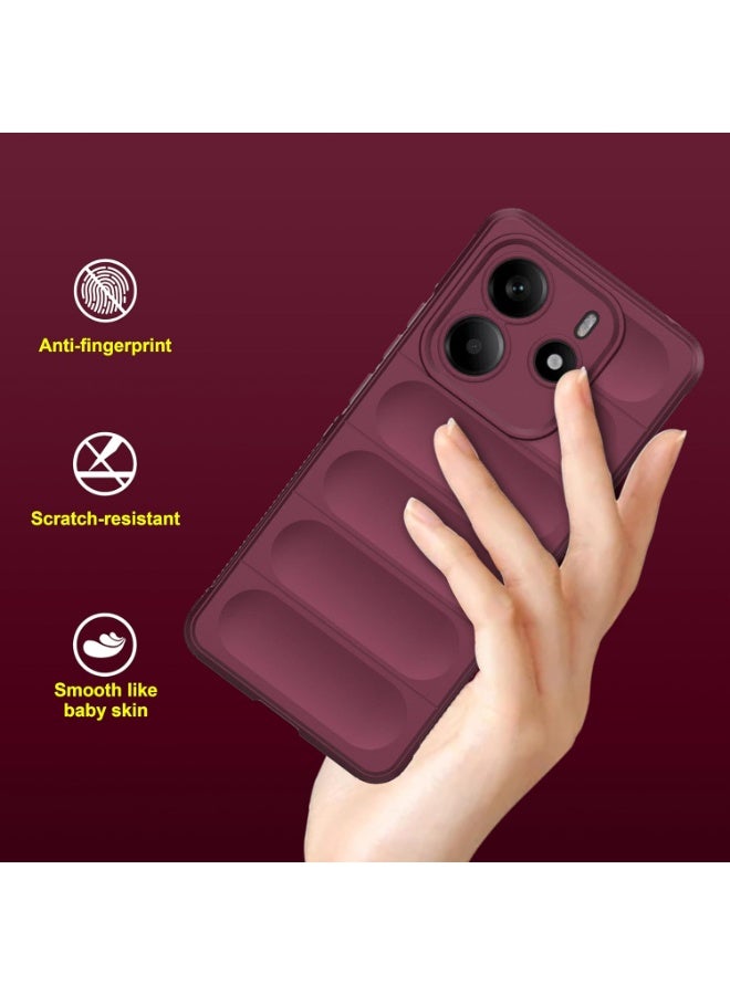 Premium Protection Back Silicone Case Compatible with Xiaomi Redmi note 14 4G Magic Shield Shockproof Case with Camera Protection (wine Red) - Image 2