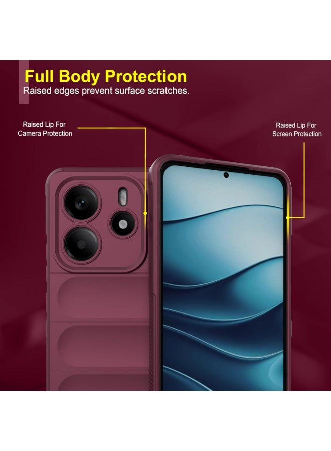 Premium Protection Back Silicone Case Compatible with Xiaomi Redmi note 14 4G Magic Shield Shockproof Case with Camera Protection (wine Red) - Image 5