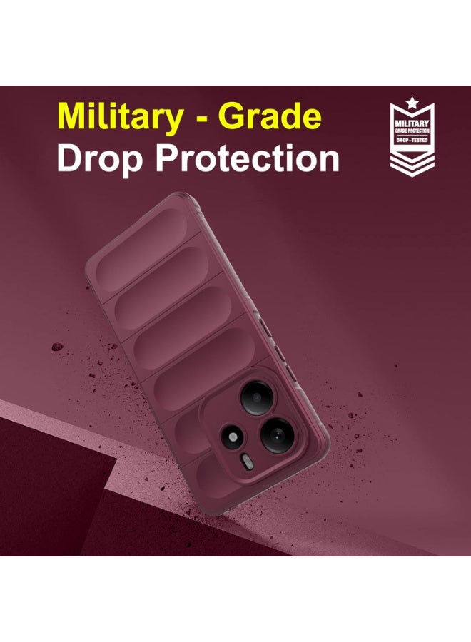 Premium Protection Back Silicone Case Compatible with Xiaomi Redmi note 14 4G Magic Shield Shockproof Case with Camera Protection (wine Red) - Image 3