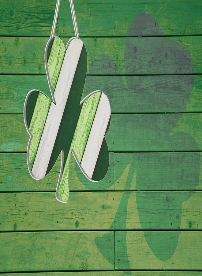 Davsolly St Patrick Day Wooden Hanging Wreath Decoration Shamrock Hanging Sign Wood for Irish Party Saint Patrick Day Home Décor - Image 2
