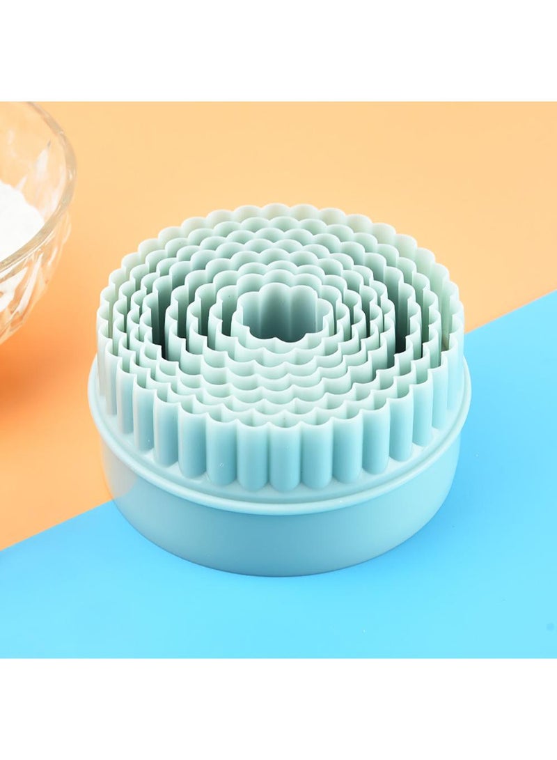 Sweet seven Double Edged Round & Fluted Cookie Cutter Set - Biscuits, Scones, Pastry Baking Tools - Duck Egg Blue, 8 Pieces - Image 2