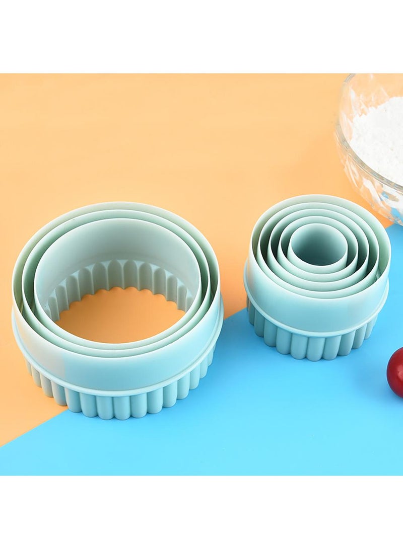 Sweet seven Double Edged Round & Fluted Cookie Cutter Set - Biscuits, Scones, Pastry Baking Tools - Duck Egg Blue, 8 Pieces - Image 3