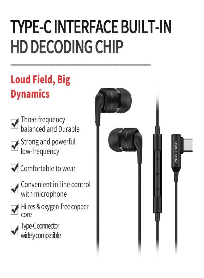 SoundMAGIC E80D USB-C in-Ear Stereo Headphones, L-Shape Plug, in-Line Controller, Metal Housing, 10mm Dynamic Drivers, Water/Dust Proof, Black - Image 2