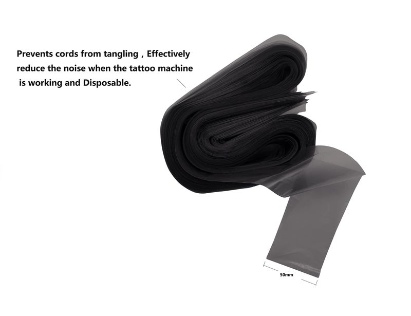 HuoHuo 100PCS Clip Cord Sleeves,Box Plastic Clip Cord Sleeves black,Disposable Hygiene Clip Cord Covers,One Box of 100PCS Plastic black Clip Cord Sleeves,Machine Bags(Black) - Image 3