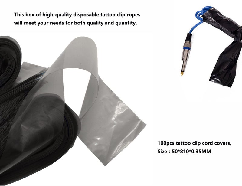 HuoHuo 100PCS Clip Cord Sleeves,Box Plastic Clip Cord Sleeves black,Disposable Hygiene Clip Cord Covers,One Box of 100PCS Plastic black Clip Cord Sleeves,Machine Bags(Black) - Image 2