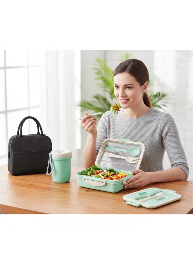 Y&D 3-piece Portable Sealed Compartment Lunch Box Set - Image 1