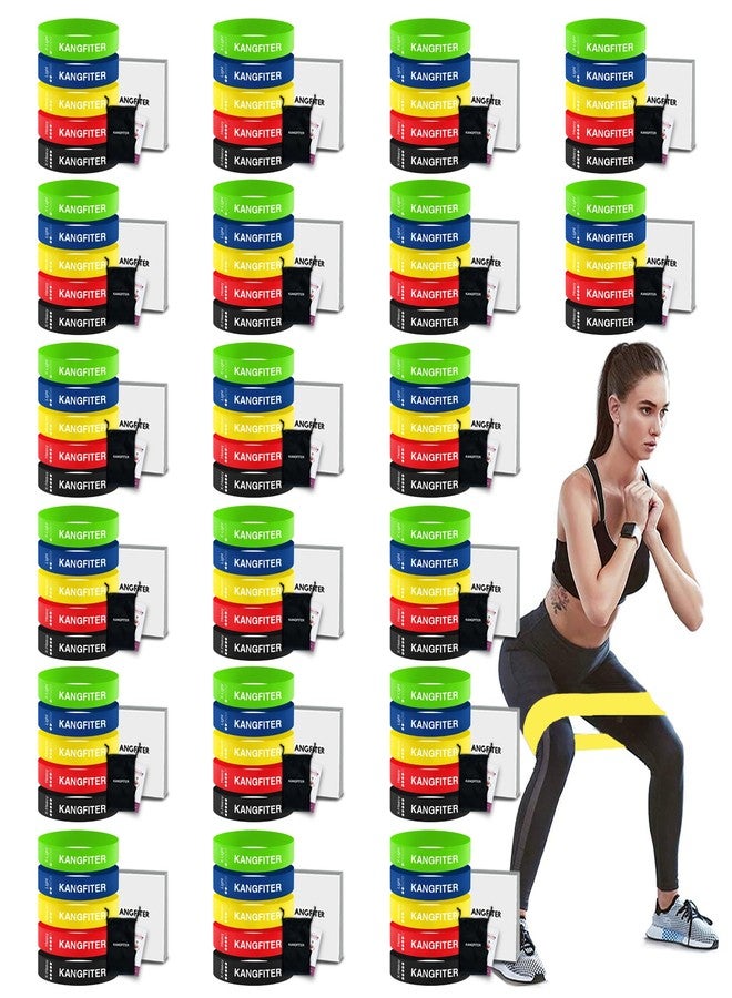 KANGFITER 100 PCS Bulk Resistance Bands Latex, Loop Exercise Bands Set for Gym Members Sports Class Students Gift, 5 Pieces Each Set with Storage Bag, Fitness Bands for Outdoor Home Gym Yoga Pilates - Image 1