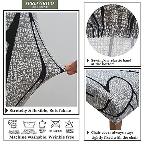 SPRINGRICO Chair Covers for Dining Room 6 Pack, Stretch Dining Chair Cover, Washable Spandex Kitchen Parsons Chair Slipcovers, Removable Seat Protector for Home or Party (Set of 6, Lotus Gray) - Image 5