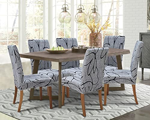 SPRINGRICO Chair Covers for Dining Room 6 Pack, Stretch Dining Chair Cover, Washable Spandex Kitchen Parsons Chair Slipcovers, Removable Seat Protector for Home or Party (Set of 6, Lotus Gray) - Image 2