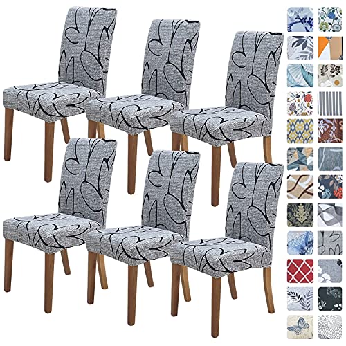 SPRINGRICO Chair Covers for Dining Room 6 Pack, Stretch Dining Chair Cover, Washable Spandex Kitchen Parsons Chair Slipcovers, Removable Seat Protector for Home or Party (Set of 6, Lotus Gray) - Image 1