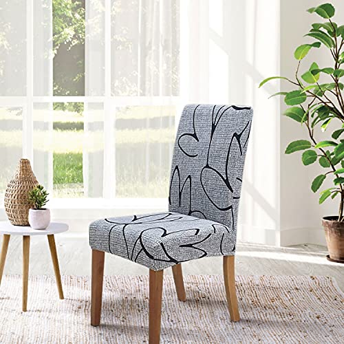 SPRINGRICO Chair Covers for Dining Room 6 Pack, Stretch Dining Chair Cover, Washable Spandex Kitchen Parsons Chair Slipcovers, Removable Seat Protector for Home or Party (Set of 6, Lotus Gray) - Image 3