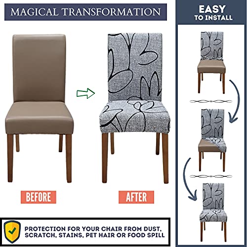 SPRINGRICO Chair Covers for Dining Room 6 Pack, Stretch Dining Chair Cover, Washable Spandex Kitchen Parsons Chair Slipcovers, Removable Seat Protector for Home or Party (Set of 6, Lotus Gray) - Image 4
