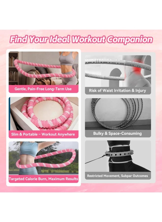 ATRJSZ 1.5kg Weighted Hula Hoop for Adults, Quiet & Pinch-Proof Fitness Hoop for Core Workout Exercise and Weight Loss, Comfortable Soft Spring Infinity Hoop with Portable Body Tape Measure - Image 3