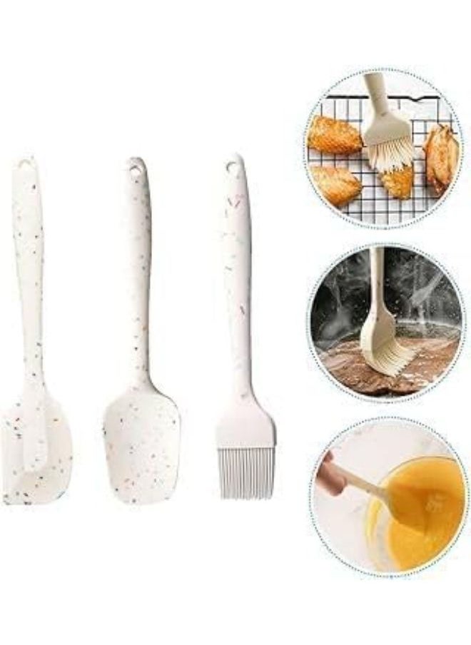 Generic 3-Piece Silicone Kitchen Utensil Set, Granite Design, Non-Stick Cooking Tools with Spoon, Brush, Spatula, Heat Resistant (White)  - Image 3