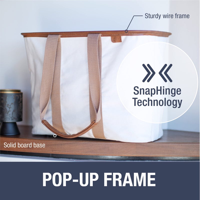 CleverMade Collapsible LUXE Tote - Grey Black 1 Pack 20L / 5 Gal- Reusable Utility Grocery Shopping Storage Bag Organizer w/ Handles Reinforced Bottom - Image 5