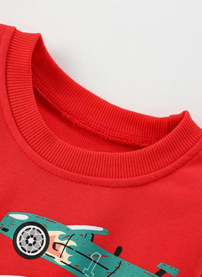 YUNIQEE Red Graphic Printed Round Neck T-shirt