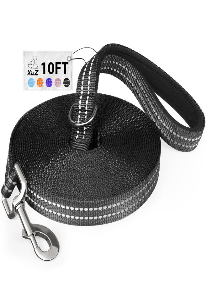 XiaZ Long Dog Leash XiaZ Training Leashes 10/15/20/30/50/100ft Long Lead for Dogs 10ft Training Leash for Outside Black 10 Foot Nylon Padded Handle Reflective Hiking Yard - Image 1