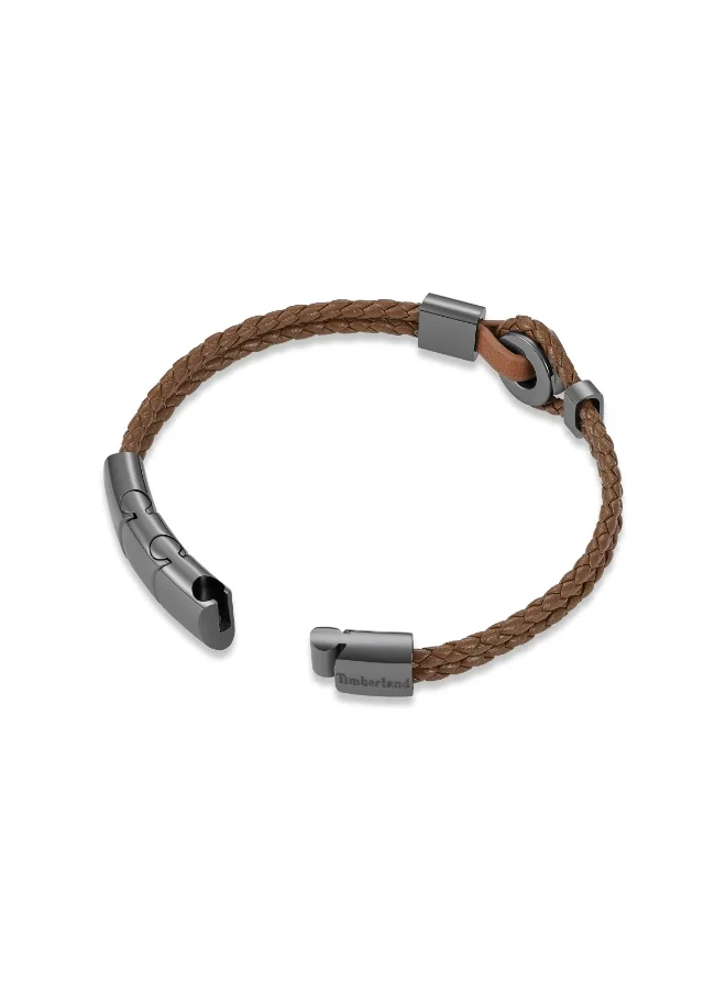 تمبرلاند Quabbin Brown Leather with Grey Motif Bracelet  for Men