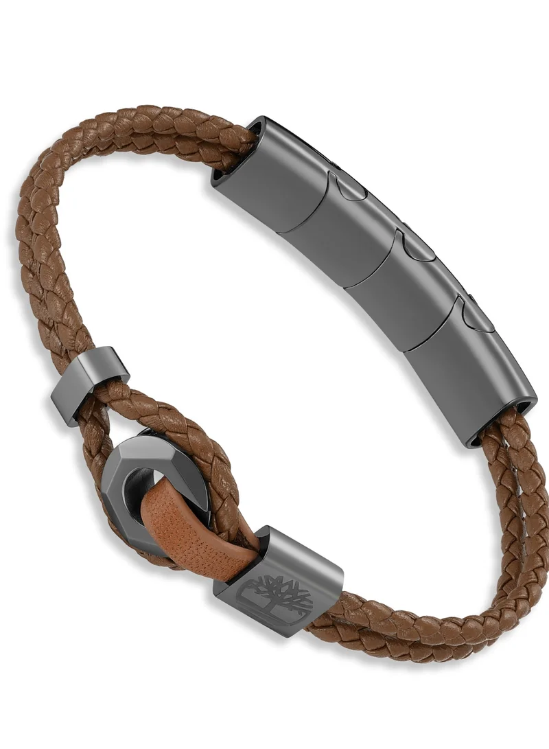 تمبرلاند Quabbin Brown Leather with Grey Motif Bracelet  for Men