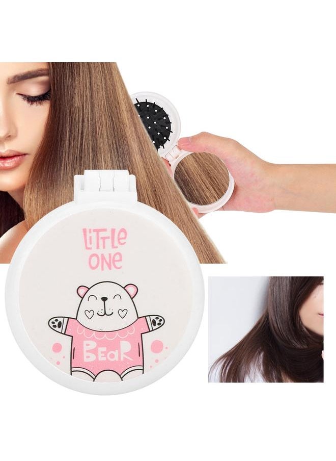 Thoraya Portable Folding Comb Cute Cartoon Pattern Massage Hair Comb with Mirror (C)  - Image 4