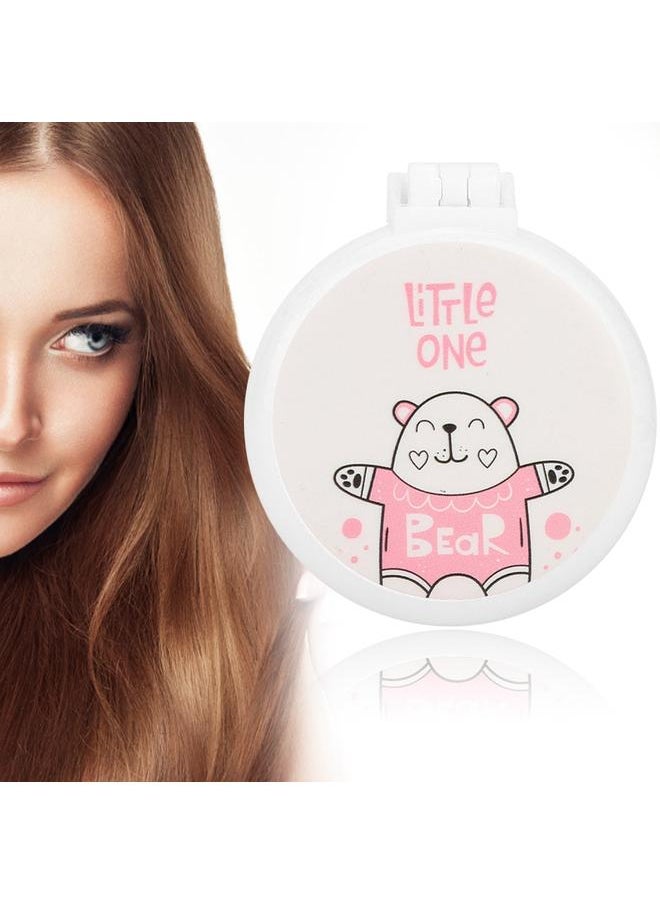 Portable Folding Comb Cute Cartoon Pattern Massage Hair Comb with Mirror (C)
