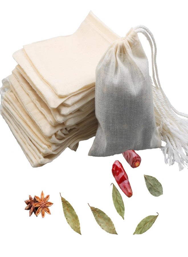 Carrollar 10Pcs Reusable Tea Filter Bag, Soup, Bone Broth Brew, Spice, Muslin Strainer, Natural Unbleached Cotton Cheesecloth Bags for Cold Brew Coffee (3x4inch) - Image 1