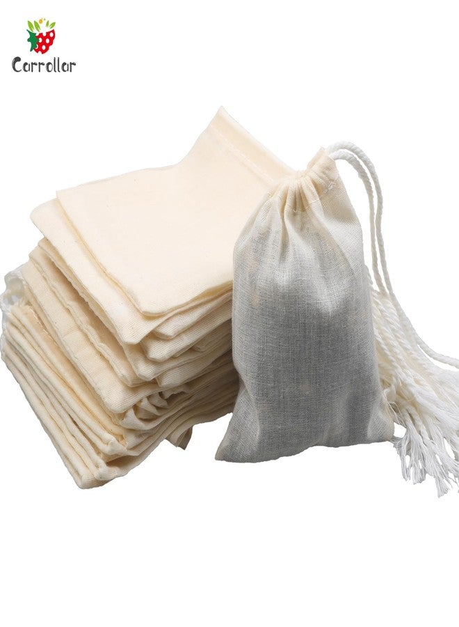 Carrollar 10Pcs Reusable Tea Filter Bag, Soup, Bone Broth Brew, Spice, Muslin Strainer, Natural Unbleached Cotton Cheesecloth Bags for Cold Brew Coffee (3x4inch) - Image 2