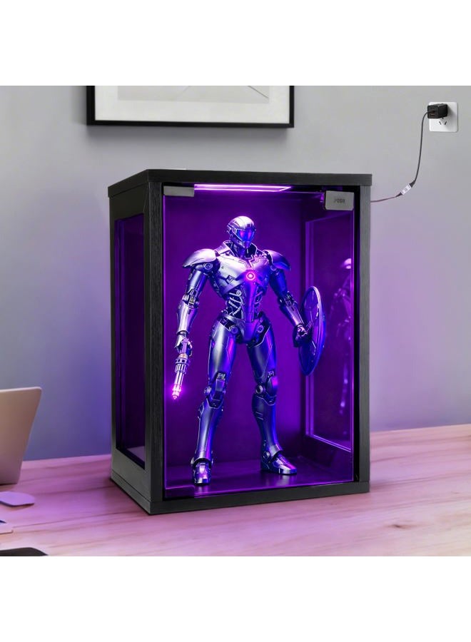 BEARUT Wall Mounted Display Case Shadow Box with RGB Lights LED,Display Cabinet with Glass Doors for Collectibles,Three-Sided Glass Viewing Panels 25 x 27 x 38CM(D*W*H) - Image 5