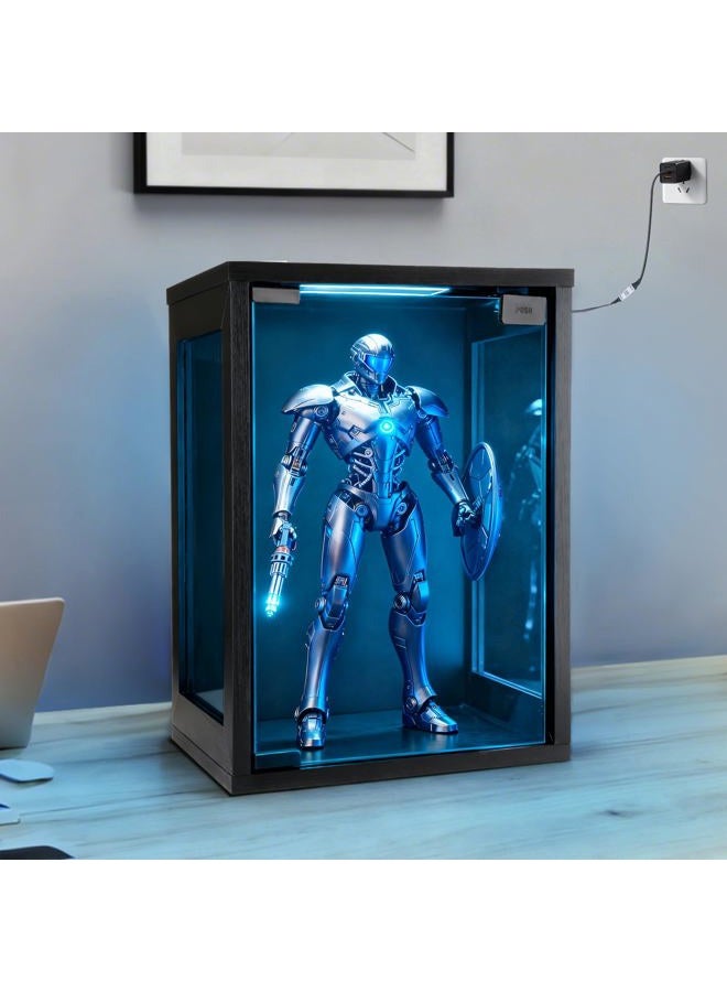 BEARUT Wall Mounted Display Case Shadow Box with RGB Lights LED,Display Cabinet with Glass Doors for Collectibles,Three-Sided Glass Viewing Panels 25 x 27 x 38CM(D*W*H) - Image 1