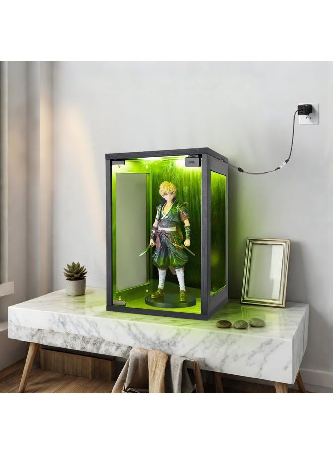 BEARUT Wall Mounted Display Case Shadow Box with RGB Lights LED,Display Cabinet with Glass Doors for Collectibles,Three-Sided Glass Viewing Panels 25 x 27 x 38CM(D*W*H) - Image 4