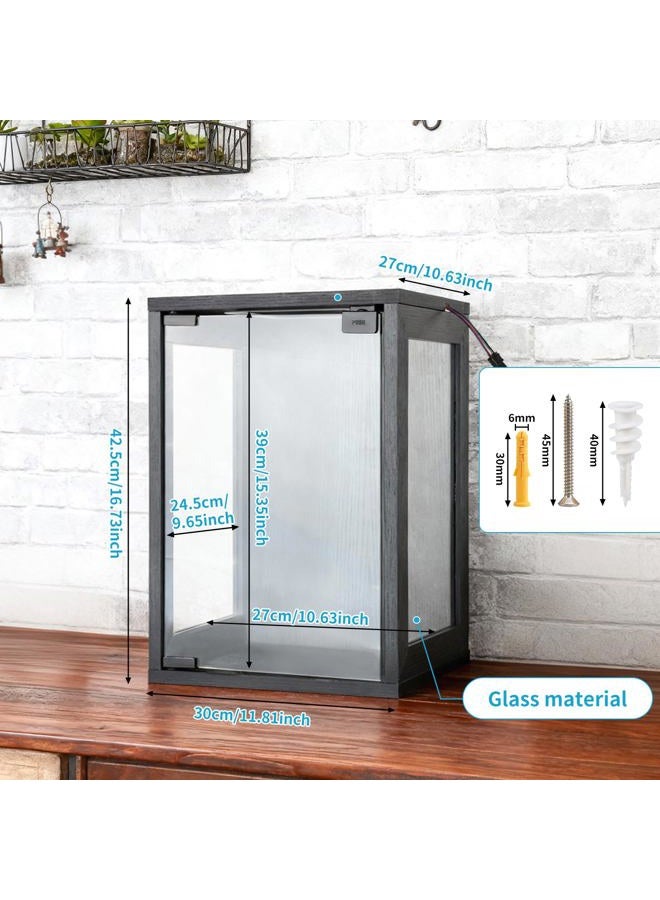 BEARUT Wall Mounted Display Case Shadow Box with RGB Lights LED,Display Cabinet with Glass Doors for Collectibles,Three-Sided Glass Viewing Panels 25 x 27 x 38CM(D*W*H) - Image 2
