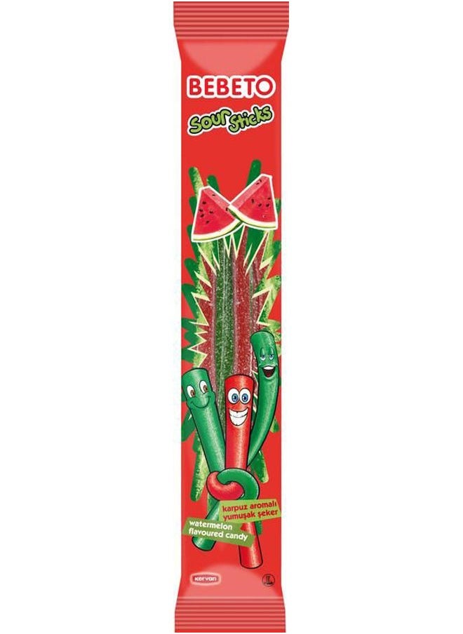 Bebeto Watermelon Sour Sticks Candy - 30 grams 
