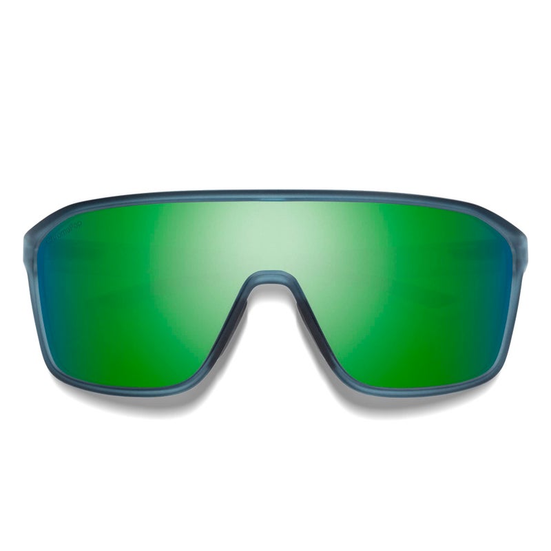 SMITH Boomtown Sunglasses â€“ Shield Performance Sports Active Sunglasses for Biking, Running, Fishing & More â€“ For Men & Women â€“ For Men & Women â€“ Matte Stone Crystal + Green ChromaPop Mirror Lens - Image 2