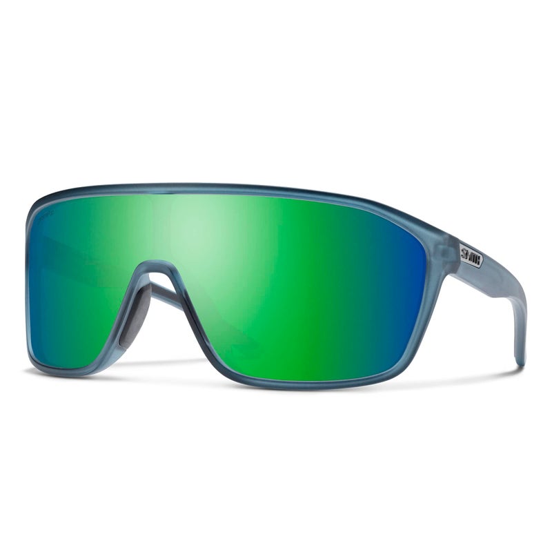SMITH Boomtown Sunglasses â€“ Shield Performance Sports Active Sunglasses for Biking, Running, Fishing & More â€“ For Men & Women â€“ For Men & Women â€“ Matte Stone Crystal + Green ChromaPop Mirror Lens - Image 1