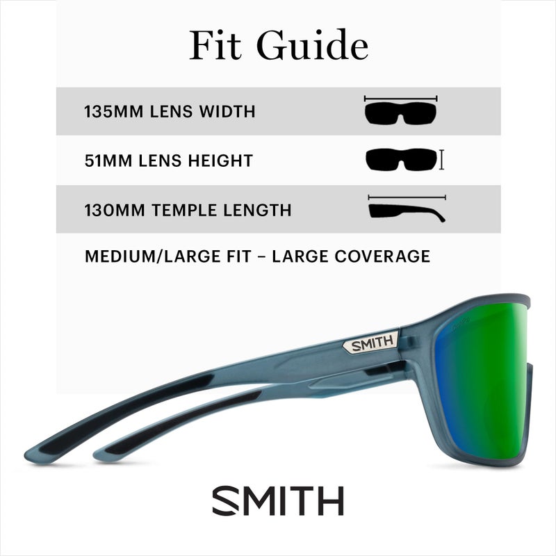 SMITH Boomtown Sunglasses â€“ Shield Performance Sports Active Sunglasses for Biking, Running, Fishing & More â€“ For Men & Women â€“ For Men & Women â€“ Matte Stone Crystal + Green ChromaPop Mirror Lens - Image 3