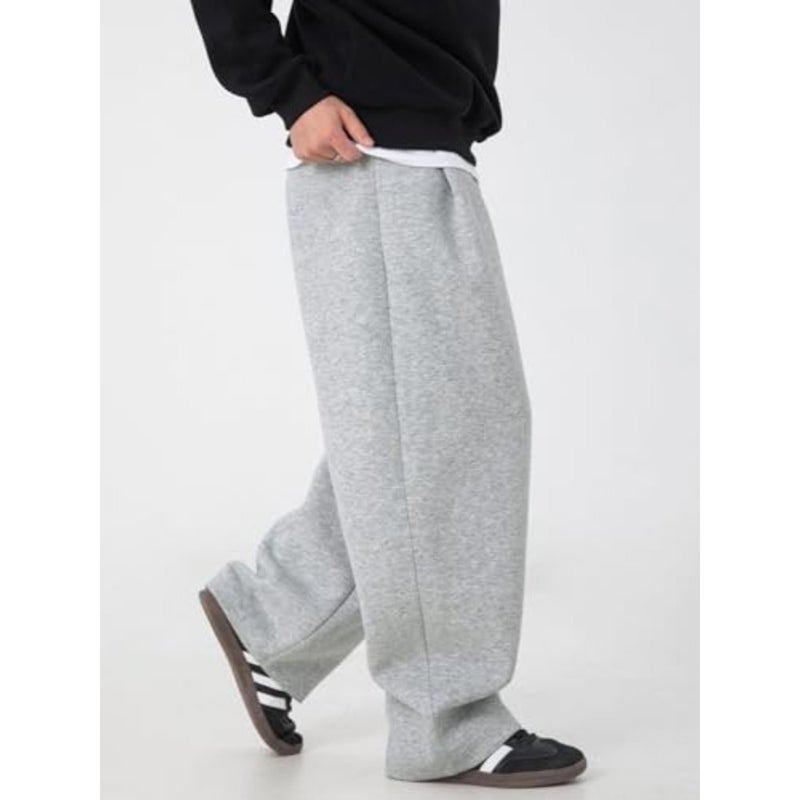 Mens Baggy Sweatpants Wide Leg Casual Elastic Waist Drawstring Athletic Loose Jogger Fall Sweat Pants with Pockets - Image 4