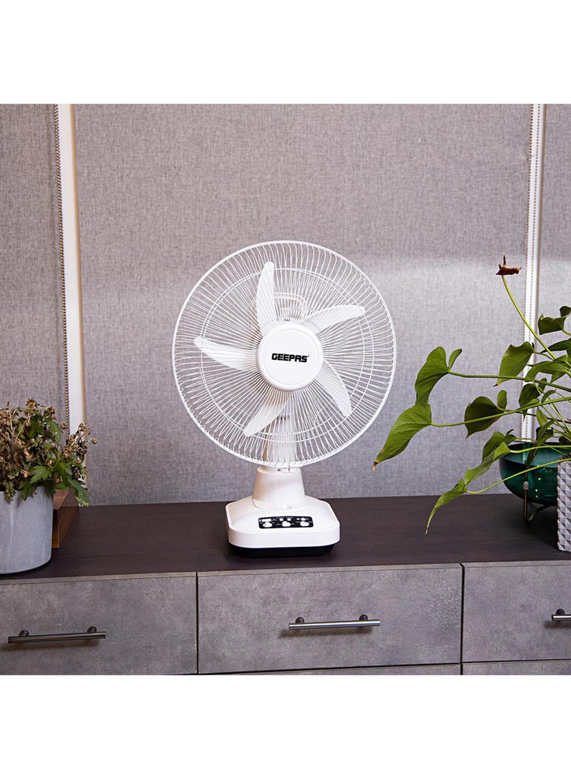 GEEPAS Rechargeable Fan - 2 Speed Settings with 6 Hours Continuous Working & 24 Hours LED Light | 5000 Mah Battery | Ideal for Office, Home & Outdoor Use GF21118 White - Image 5