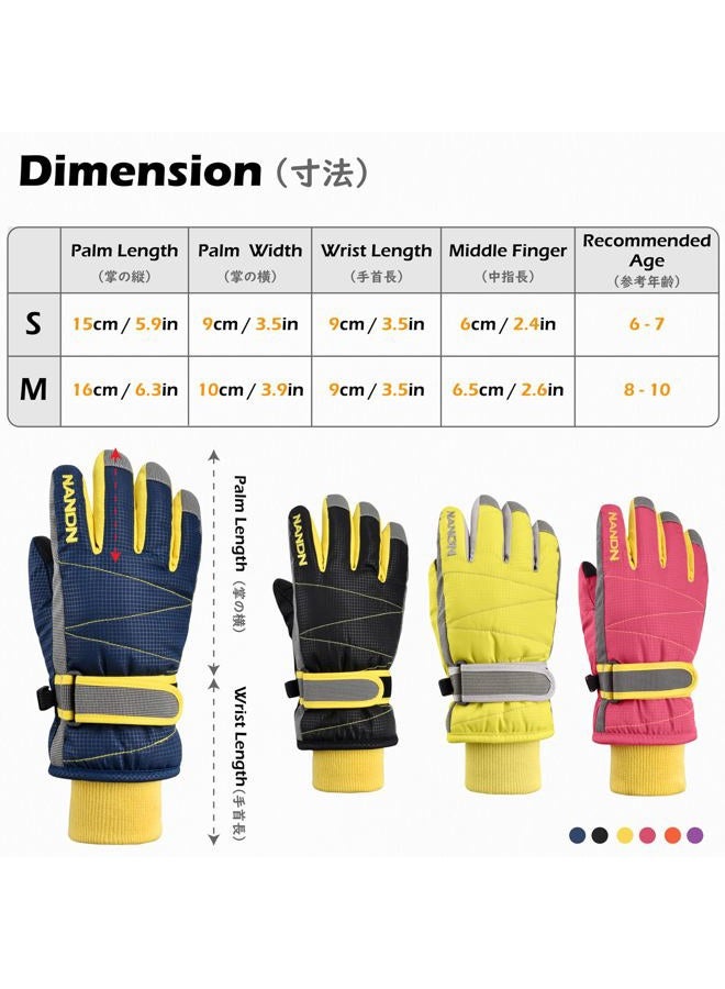 TRIWONDER Kids Winter Gloves Mittens - Waterproof Snowboard Ski Gloves Mittens Winter Warm Thermal Fleece Snow Gloves for Children Boys (Yellow, S (7-8 years old)) - Image 2